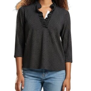 J. McLAUGHLIN - SIZE XL - NEW WITH TAGS - THE DURHAM RUFFLE TOP - LUXURY - B3